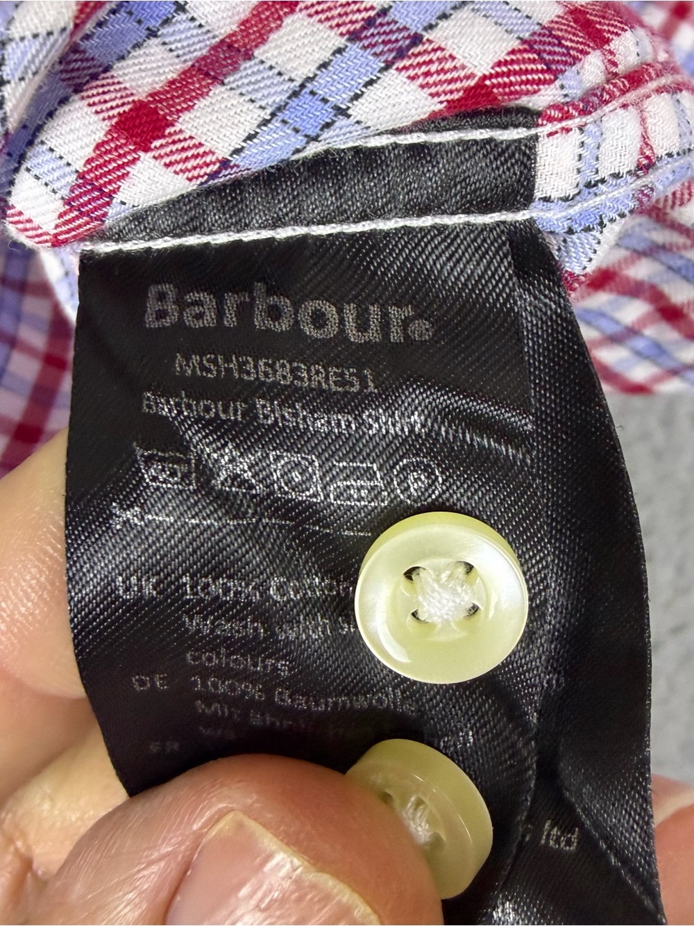 Barbour Shirt Men’s XL (Fits 3XL) Red and Blue Check Cotton Button-Up - Picture 9 of 9